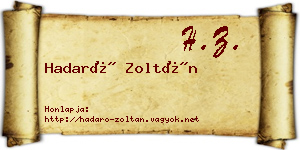 Hadaró Zoltán névjegykártya